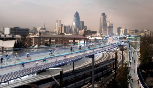 ロンドンの鉄道の上に全長220kmの自転車専用道路を建設する「SkyCycle」計画