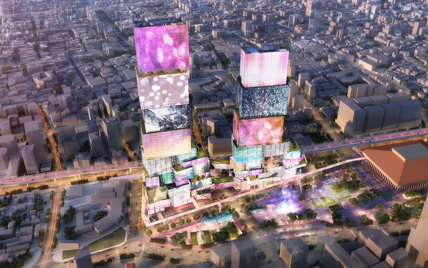 台北ツインタワー 台北双子星 は壁面全体が巨大なビジョンに覆われた未来的な超高層ツインタワー Re Urbanization 再都市化