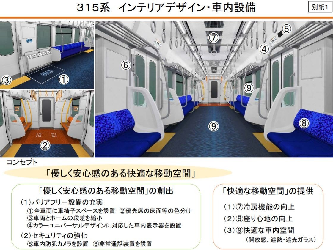 Jr東海が新型通勤電車 315系 のインテリアデザイン 車内設備を発表 21年度から順次投入 Re Urbanization 再都市化