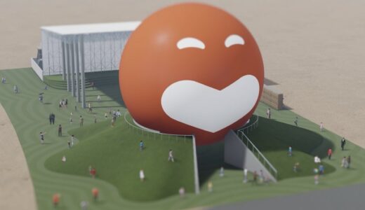 大阪関西万博『よしもと waraii myraii館』丘の上に浮かぶ笑顔の球体（直径約20m）イベントやショーを楽しむことができる広場で構成！