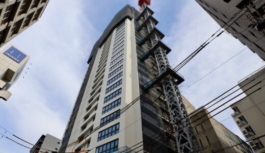 ジオタワー新町（仮称）大阪市西区新町3丁目西敷地タワー計画の最新状況 24.04【2025年02月上旬竣工予定】