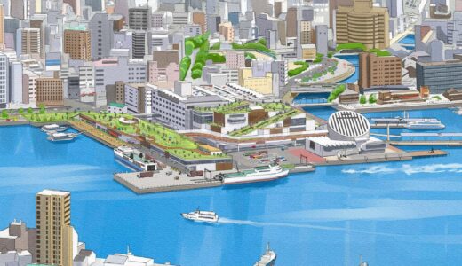 長崎港元船地区（長崎市元船町）整備構想案公表！にぎわい施設や展望、緑地・広場機能を導入、歩くのが楽しい海辺の賑わい拠点を創出