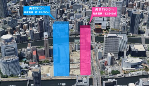 中之島5丁目計画の住宅棟は高さ205ｍと196.65mのツインタワーマンション！2棟合計で延床面積 約21万㎡の超弩級タワマンが誕生！