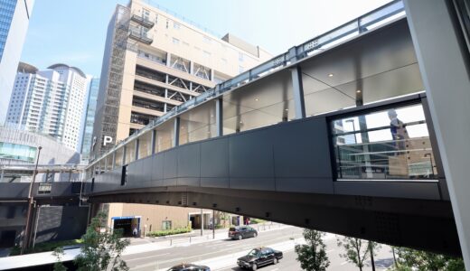 グラングリーン大阪（うめきた２期 ）ステーションシティ立体場とGGO南館を結ぶペデストリアンデッキ建設工事の状況 25.06【4月11日開通済】