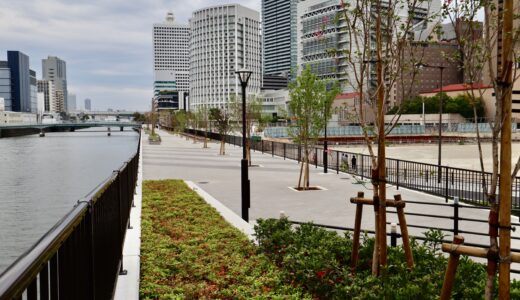 中之島歩行者専用道２号線整備事業、土佐堀川沿いに延長約350ｍの遊歩道を整備！現地の最新状況 25.10【2025年10月末完成予定】
