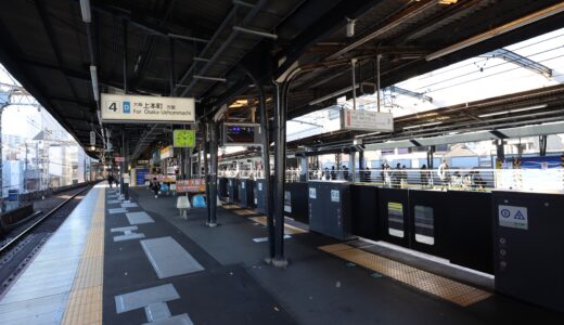 近鉄鶴橋駅、１・４番線のホームドア整備が進む、柱の再塗装などのプチリニューアルも進行中！現地の最新状況26.01