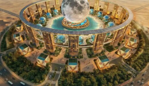 世界最大の球形建造物「MOON」構想！大屋根リング×Sphereのような衝撃ビジュアル、地上で月を歩く、その野望と現実とは？