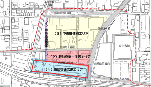 大和八木駅北側2.6haを高度利用へ　31m規制を見直し、民間投資で歩道・広場・都市機能を再編